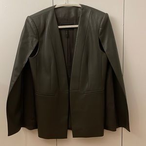 BCBG Leather cape in black size small